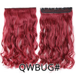 Leeons 22 inches Synthetic 5 Clips in Hair Extensions Body wave Natural Hair Fake False Hair Piece Extentions For Women And Girl