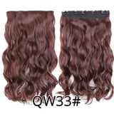 Leeons 22 inches Synthetic 5 Clips in Hair Extensions Body wave Natural Hair Fake False Hair Piece Extentions For Women And Girl