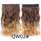 Leeons 22 inches Synthetic 5 Clips in Hair Extensions Body wave Natural Hair Fake False Hair Piece Extentions For Women And Girl