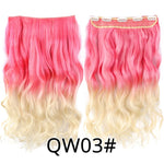 Leeons 22 inches Synthetic 5 Clips in Hair Extensions Body wave Natural Hair Fake False Hair Piece Extentions For Women And Girl