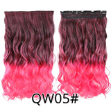 Leeons 22 inches Synthetic 5 Clips in Hair Extensions Body wave Natural Hair Fake False Hair Piece Extentions For Women And Girl