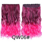 Leeons 22 inches Synthetic 5 Clips in Hair Extensions Body wave Natural Hair Fake False Hair Piece Extentions For Women And Girl