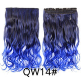 Leeons 22 inches Synthetic 5 Clips in Hair Extensions Body wave Natural Hair Fake False Hair Piece Extentions For Women And Girl