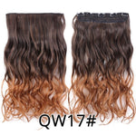 Leeons 22 inches Synthetic 5 Clips in Hair Extensions Body wave Natural Hair Fake False Hair Piece Extentions For Women And Girl