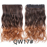 Leeons 22 inches Synthetic 5 Clips in Hair Extensions Body wave Natural Hair Fake False Hair Piece Extentions For Women And Girl