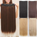 5 clips/piece Natural Silkystraight Hair Extention 24"inches 120g Clip in women pieces Long Fake synthetic Hair