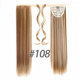 24''Long Straight Ponytail Clip In Pony Tail Synthetic Hair Extension Extensions Wrap on Hair Pieces Fake Ponytail