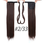 24''Long Straight Ponytail Clip In Pony Tail Synthetic Hair Extension Extensions Wrap on Hair Pieces Fake Ponytail