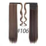 24''Long Straight Ponytail Clip In Pony Tail Synthetic Hair Extension Extensions Wrap on Hair Pieces Fake Ponytail