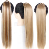 24''Long Straight Ponytail Clip In Pony Tail Synthetic Hair Extension Extensions Wrap on Hair Pieces Fake Ponytail
