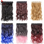 Leeons 22 inches Synthetic 5 Clips in Hair Extensions Body wave Natural Hair Fake False Hair Piece Extentions For Women And Girl