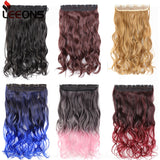Leeons 22 inches Synthetic 5 Clips in Hair Extensions Body wave Natural Hair Fake False Hair Piece Extentions For Women And Girl