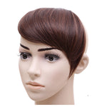 jeedou Synthetic Hair Fake Bangs Clip In Women's Hair Extension Oblique Fringe Mix Brown False Straight Natural Hair Bang
