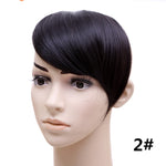 jeedou Synthetic Hair Fake Bangs Clip In Women's Hair Extension Oblique Fringe Mix Brown False Straight Natural Hair Bang