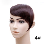 jeedou Synthetic Hair Fake Bangs Clip In Women's Hair Extension Oblique Fringe Mix Brown False Straight Natural Hair Bang