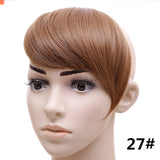 jeedou Synthetic Hair Fake Bangs Clip In Women's Hair Extension Oblique Fringe Mix Brown False Straight Natural Hair Bang