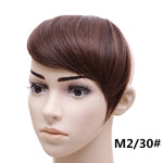 jeedou Synthetic Hair Fake Bangs Clip In Women's Hair Extension Oblique Fringe Mix Brown False Straight Natural Hair Bang