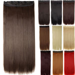 23-26inch Long Straight Women Clip in one piece Hair Extensions synthetic Black Brown clip ins fake hair piece