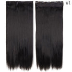 23-26inch Long Straight Women Clip in one piece Hair Extensions synthetic Black Brown clip ins fake hair piece