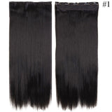 23-26inch Long Straight Women Clip in one piece Hair Extensions synthetic Black Brown clip ins fake hair piece