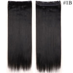 23-26inch Long Straight Women Clip in one piece Hair Extensions synthetic Black Brown clip ins fake hair piece