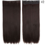 23-26inch Long Straight Women Clip in one piece Hair Extensions synthetic Black Brown clip ins fake hair piece