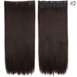 23-26inch Long Straight Women Clip in one piece Hair Extensions synthetic Black Brown clip ins fake hair piece