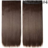 23-26inch Long Straight Women Clip in one piece Hair Extensions synthetic Black Brown clip ins fake hair piece