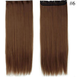23-26inch Long Straight Women Clip in one piece Hair Extensions synthetic Black Brown clip ins fake hair piece