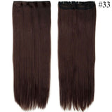 23-26inch Long Straight Women Clip in one piece Hair Extensions synthetic Black Brown clip ins fake hair piece
