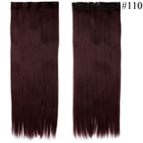 23-26inch Long Straight Women Clip in one piece Hair Extensions synthetic Black Brown clip ins fake hair piece