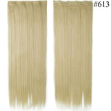 23-26inch Long Straight Women Clip in one piece Hair Extensions synthetic Black Brown clip ins fake hair piece