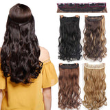S-noilite 17 24 27 29" 5 Clips in One Piece Silky Wavy Curly Synthetic Hair Fake False Hair Piece Women Hairpiece Salon