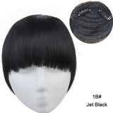 Clip in Bangs Extension Fake Hair Synthetic Clip on Blunt Bang Fringe with Long Sides For Women Natural Flase Black B3