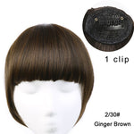 Clip in Bangs Extension Fake Hair Synthetic Clip on Blunt Bang Fringe with Long Sides For Women Natural Flase Black B3