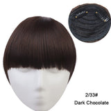 Clip in Bangs Extension Fake Hair Synthetic Clip on Blunt Bang Fringe with Long Sides For Women Natural Flase Black B3