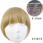 Clip in Bangs Extension Fake Hair Synthetic Clip on Blunt Bang Fringe with Long Sides For Women Natural Flase Black B3