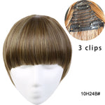 Clip in Bangs Extension Fake Hair Synthetic Clip on Blunt Bang Fringe with Long Sides For Women Natural Flase Black B3