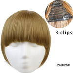 Clip in Bangs Extension Fake Hair Synthetic Clip on Blunt Bang Fringe with Long Sides For Women Natural Flase Black B3