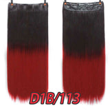 24" Synthetic Long Straight 5 Clips In Hair Extension Pure Color High Temperature Fiber Fake Hair Piece Heat Resistant For Woman