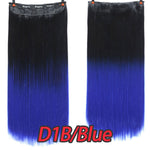24" Synthetic Long Straight 5 Clips In Hair Extension Pure Color High Temperature Fiber Fake Hair Piece Heat Resistant For Woman