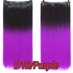 24" Synthetic Long Straight 5 Clips In Hair Extension Pure Color High Temperature Fiber Fake Hair Piece Heat Resistant For Woman