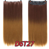 24" Synthetic Long Straight 5 Clips In Hair Extension Pure Color High Temperature Fiber Fake Hair Piece Heat Resistant For Woman