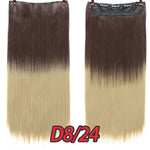24" Synthetic Long Straight 5 Clips In Hair Extension Pure Color High Temperature Fiber Fake Hair Piece Heat Resistant For Woman