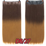 24" Synthetic Long Straight 5 Clips In Hair Extension Pure Color High Temperature Fiber Fake Hair Piece Heat Resistant For Woman