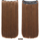 24" Synthetic Long Straight 5 Clips In Hair Extension Pure Color High Temperature Fiber Fake Hair Piece Heat Resistant For Woman