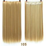 24" Synthetic Long Straight 5 Clips In Hair Extension Pure Color High Temperature Fiber Fake Hair Piece Heat Resistant For Woman