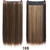24" Synthetic Long Straight 5 Clips In Hair Extension Pure Color High Temperature Fiber Fake Hair Piece Heat Resistant For Woman