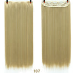 24" Synthetic Long Straight 5 Clips In Hair Extension Pure Color High Temperature Fiber Fake Hair Piece Heat Resistant For Woman