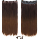 24" Synthetic Long Straight 5 Clips In Hair Extension Pure Color High Temperature Fiber Fake Hair Piece Heat Resistant For Woman